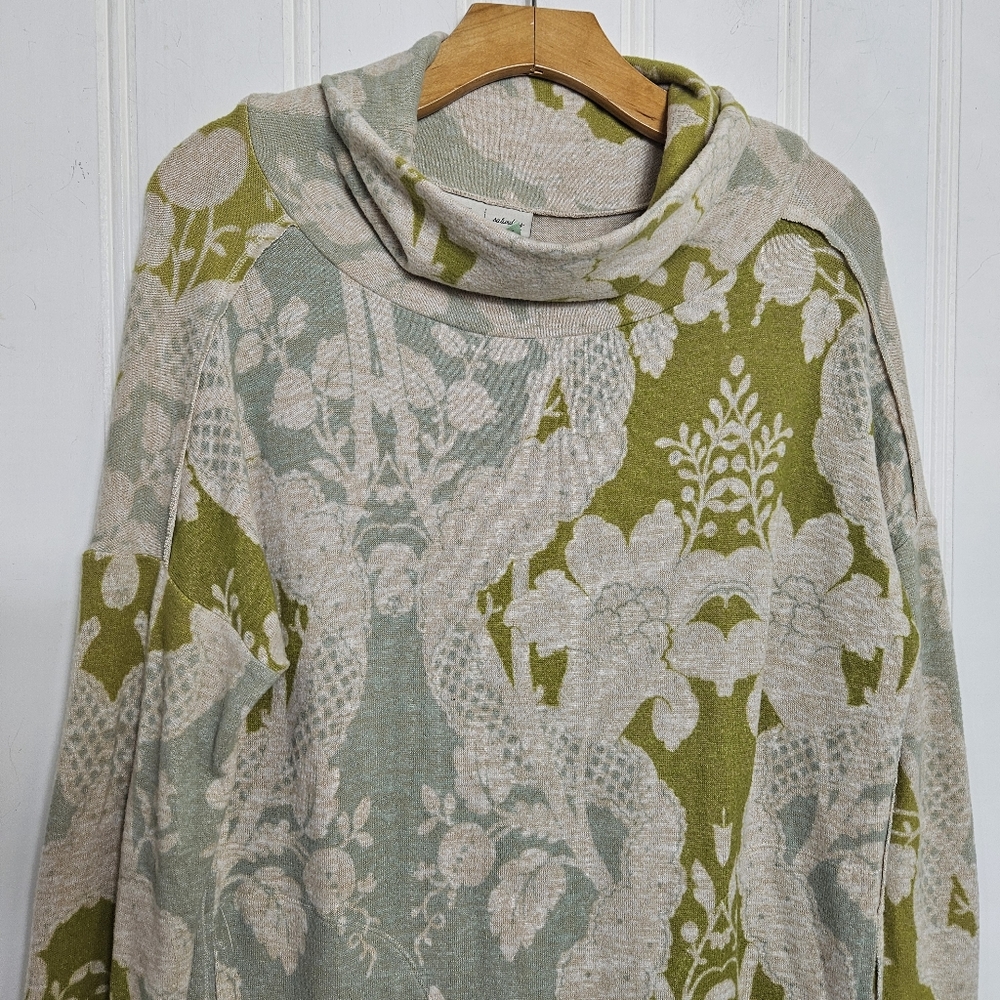 Anthro Saturday Sunday Green Floral Draped Neck Petite Dress SP Boho - Picture 3 of 15